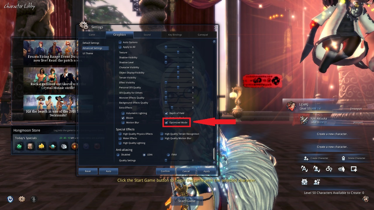 blade and soul low fps